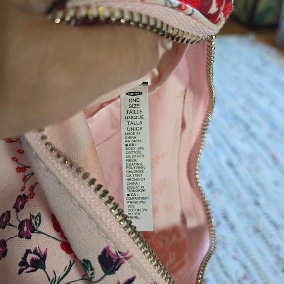 Old Navy Pink and Red Zippered Cosmetic Pouch Bag Clutch - Picture 4 of 4
